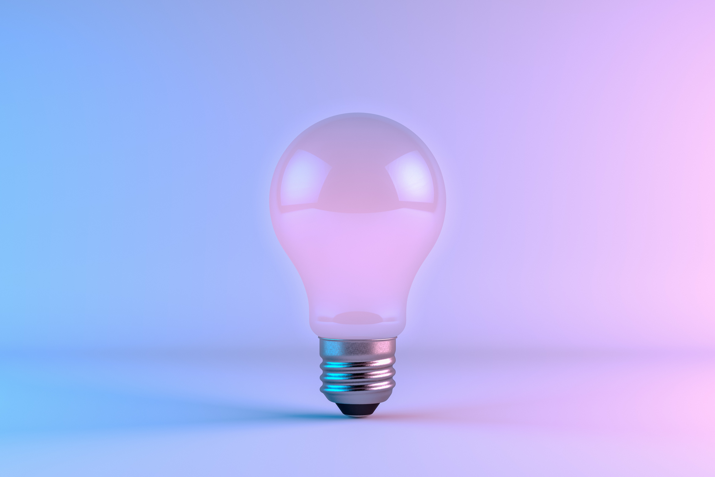 Minimal Idea Concept, Light Bulb, Neon gradient colors